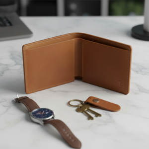 Handcrafted Tan Leather Bifold Wallet