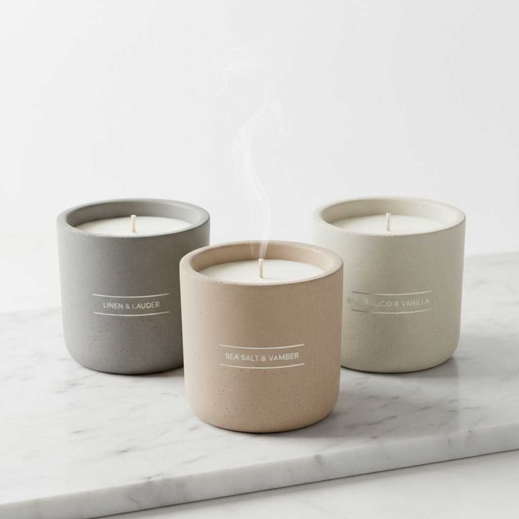 Minimalist Concrete Candle Set
