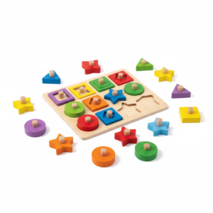 Colorful Wooden Geometric Puzzle Set