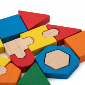 Colorful Wooden Geometric Puzzle Set