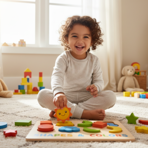 Colorful Wooden Geometric Puzzle Set